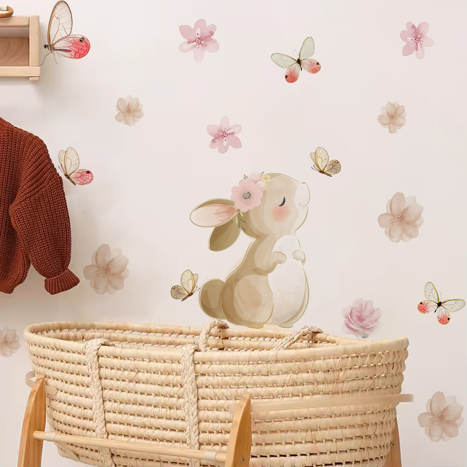 Мультфильм кролик цветы бабочк – обзор и цена Baby Nursery Decor Girl